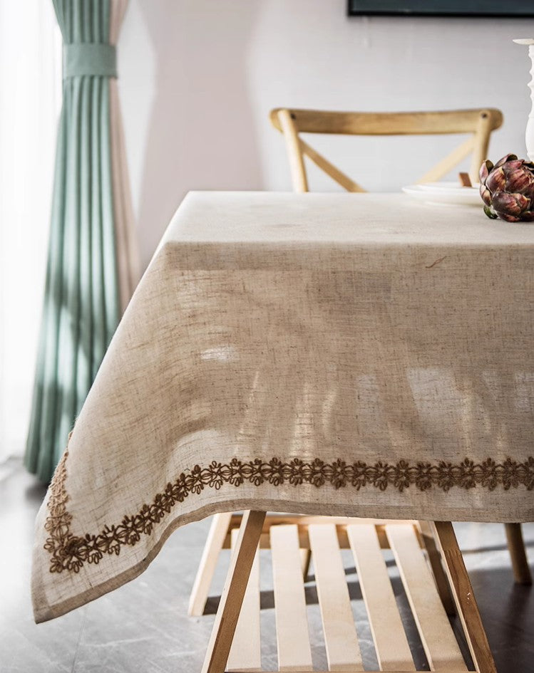 Large Rectangle Table Cover for Dining Room Table, Modern Table Cloth, Cotton and Linen Tablecloth for Home Decoration, Square Tablecloth for Round Table-HomePaintingDecor