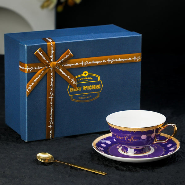 British Royal Tea Cup and Saucer Set in Gift Box, Ceramic Tea Cup and Saucer Set, Porcelain Coffee Cup with Saucer, Porcelain Tea Cup and Saucer Set-HomePaintingDecor