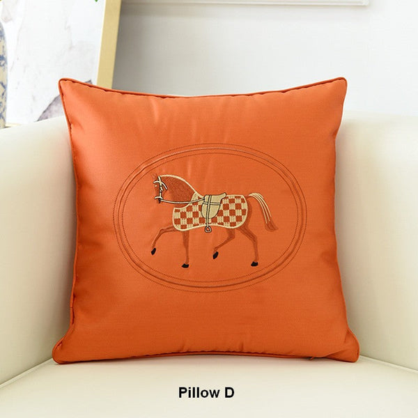 Decorative Throw Pillows for Couch, Modern Sofa Decorative Pillows, Embroider Horse Pillow Covers, Horse Modern Decorative Throw Pillows-HomePaintingDecor