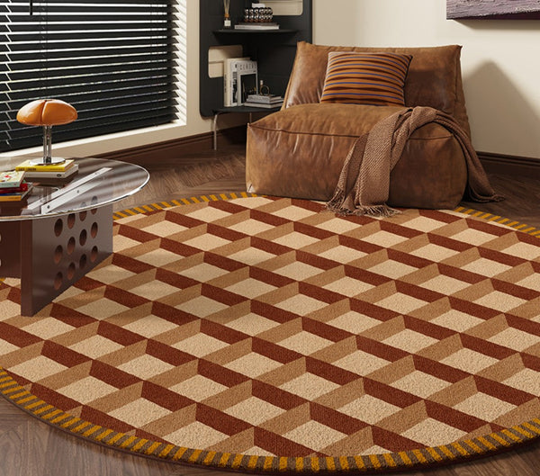 Modern Rugs under Chairs, Bedroom Modern Round Rugs, Dining Room Contemporary Round Rugs, Circular Modern Rug Ideas for Living Room-HomePaintingDecor