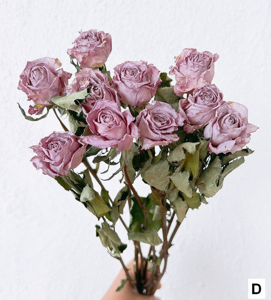 Dried Rose Floral Bouquet, Dried Rose Flowers, Natural Dried Rose Flower Bunches, A Bunch Dried Rose Flowers, Red Yellow Purple Dried Rose Flowers-HomePaintingDecor
