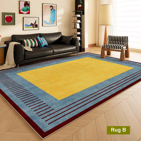 Mid Century Colorful Rugs, Modern Living Room Rug Ideas, Geometric Modern Rugs for Dining Room, Contemporary Abstract Rugs under Coffee Table-HomePaintingDecor