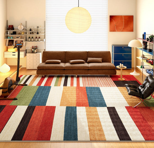 Abstract Modern Area Rugs for Dining Room, Large Geometric Rugs for Living Room, Colorful Contemporary Modern Rugs, Mid Century Modern Rugs