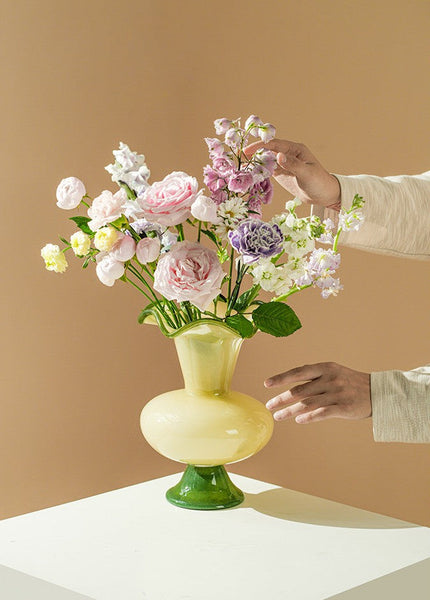 Unique Modern Glass Vase, Contemporary Vase for Modern Home Decor, Modern Glass Flower Vases, Handmade Liuli Vases, Centerpiece Vases on Table-HomePaintingDecor