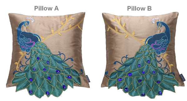 Beautiful Decorative Throw Pillows, Embroider Peacock Cotton and linen Pillow Cover, Decorative Sofa Pillows, Decorative Pillows for Couch-HomePaintingDecor