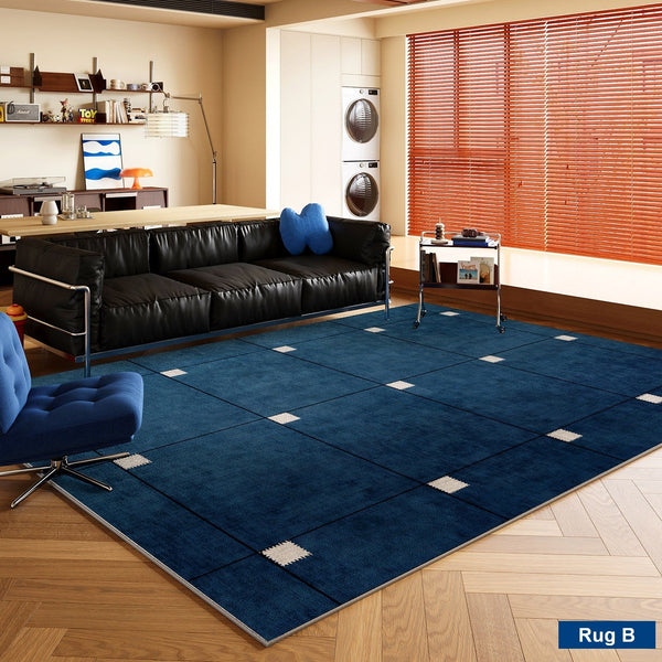 Blue Modern Rugs for Dining Room, Bedroom Modern Floor Carpet, Mid Century Area Rugs, Contemporary Modern Living Room Rug Ideas-HomePaintingDecor