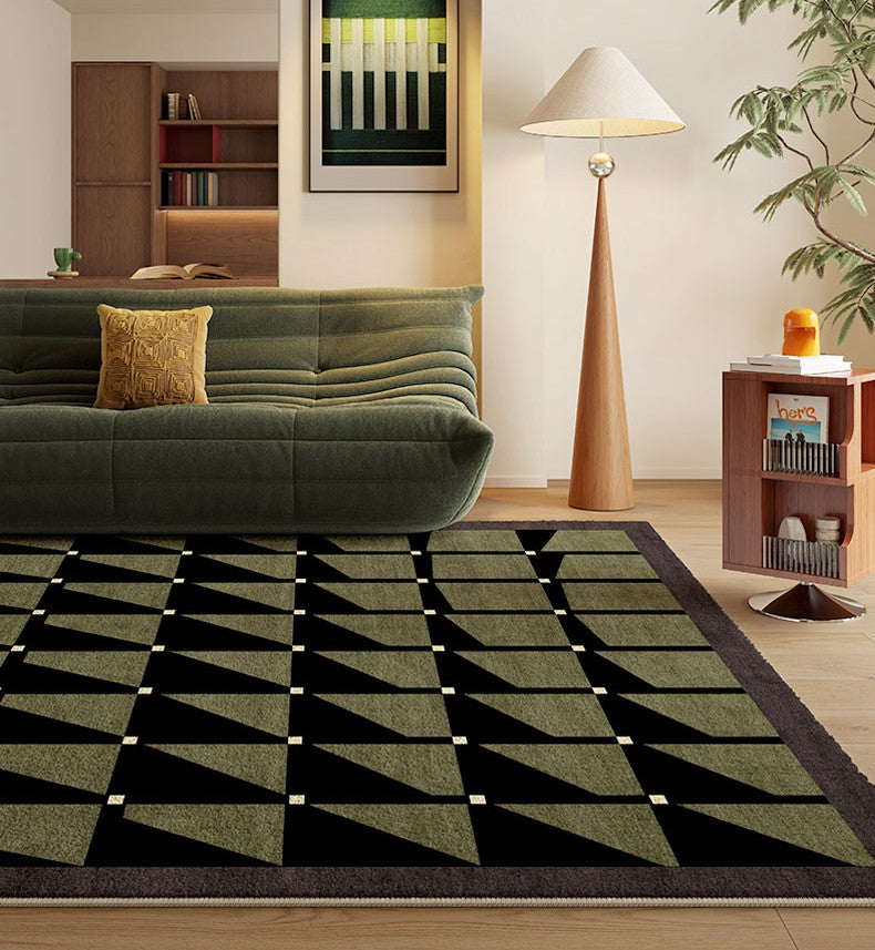 Modern Rugs for Dining Room, Modern Living Room Rug Ideas, Mid Century Modern Rugs Next to Bed, Green Contemporary Rugs for Bedroom