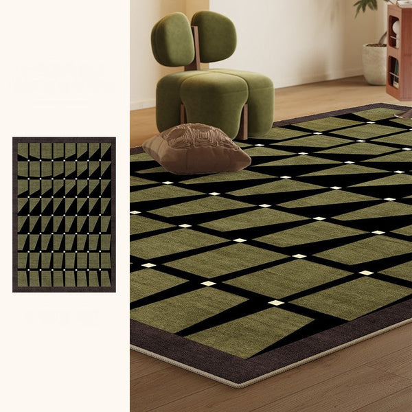 Modern Rugs for Dining Room, Modern Living Room Rug Ideas, Mid Century Modern Rugs Next to Bed, Green Contemporary Rugs for Bedroom-HomePaintingDecor