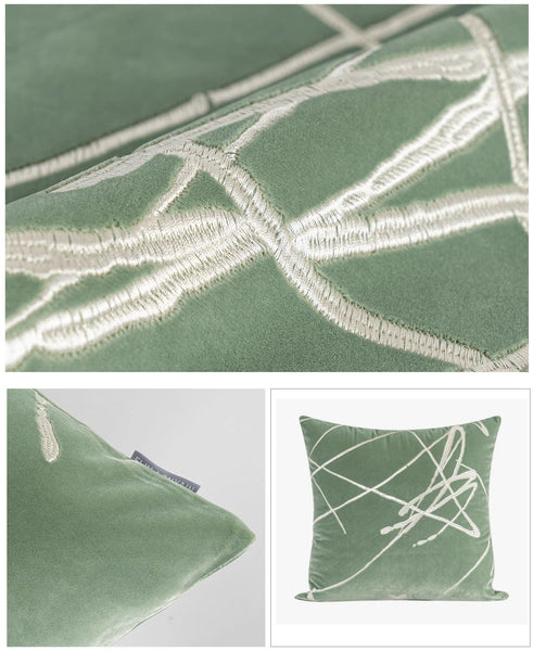 Abstract Contemporary Throw Pillow for Living Room, Green Decorative Throw Pillows for Couch, Large Modern Sofa Throw Pillows-HomePaintingDecor