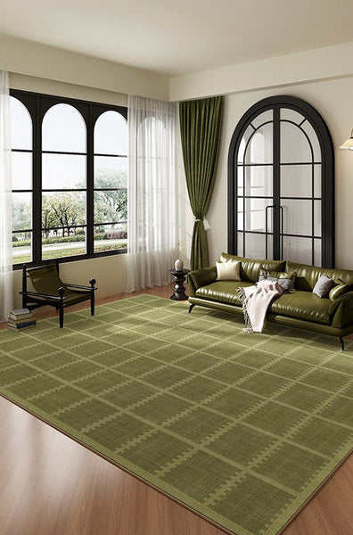 Contemporary Modern Rugs for Living Room, Minimalist Geometric Rugs for Living Room, Mid Century Modern Rugs, Green Absract Rugs for Bedroom-HomePaintingDecor
