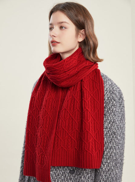 Cold Weather Scarf, Casual Scarf for Women, Fashion Designer Scarf, Red Winter Scarf, Modern Wool Scarf for Women, Soft Cashmere Scarf for Women-HomePaintingDecor