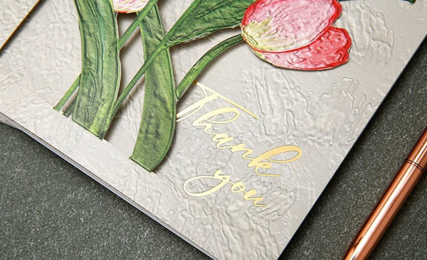 Creative Birthday Greeting Card, Tulip Flower Greeting Cards, Beautiful Greeting Cards to Friends, Original Handmade Greeting Cards-HomePaintingDecor