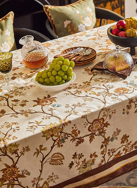 Flower Farmhouse Table Covers, Square Tablecloth for Round Table, Extra Large Modern Rectangular Tablecloth for Dining Room Table, Long Tablecloth for Living Room-HomePaintingDecor