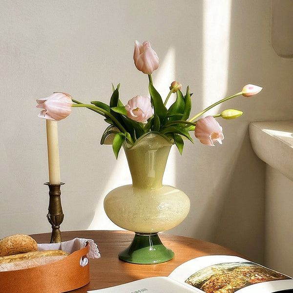 Vintage Glass Flower Vases, Water Holding Flower Vases, Bouquet Flower Vase, Glass Bud Vases, Modern Glass Vases for Flowers-HomePaintingDecor