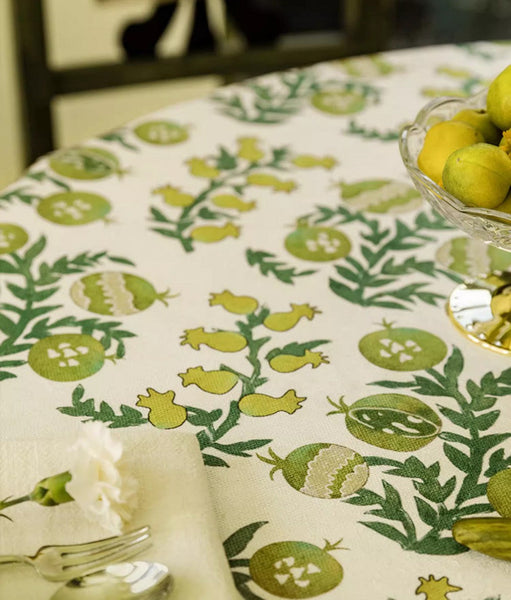 Canterbury Bell and Pomegranate Table Covers for Round Table, Large Modern Rectangle Tablecloth for Dining Table, Farmhouse Table Cloth for Oval Table-HomePaintingDecor