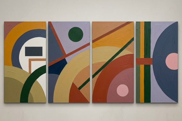 Modern Contemporary Paintings, Geometric Abstract Paintings, Hand Painted Canvas Art, Multi Panel Wall Painting-HomePaintingDecor