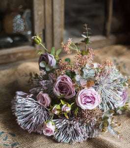 Modern Artificial Flowers for Home Decoration, Rose Flowers, Eucalyptus Globulus, Holly Leaf, Bedroom Flower Arrangement Ideas, Spring Flower Arrangement for Living Room-HomePaintingDecor