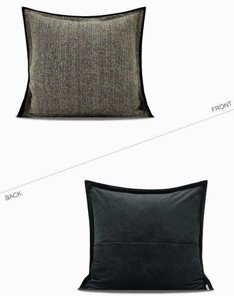 Large Grey Black Decorative Throw Pillows, Contemporary Square Modern Throw Pillows for Couch, Large Modern Sofa Pillows, Simple Throw Pillow for Interior Design