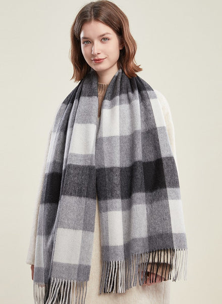 Soft Wool Scarf for women, Wool Scarf for Women, Plaid Winter Shawl, Christmas Holiday Gift, Evening Wrap, Large Winter Shawl, Elegant Shawl, Warm Cape, Winter Scarves-HomePaintingDecor