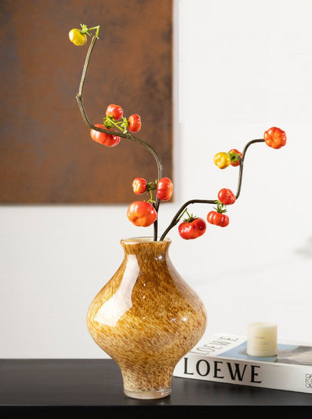 Handmade Liuli Vases, Color Glaze Vase, Contemporary Vases for Modern Home Decor, Modern Glass Bud Vases, Centerpiece Vases on Table-HomePaintingDecor