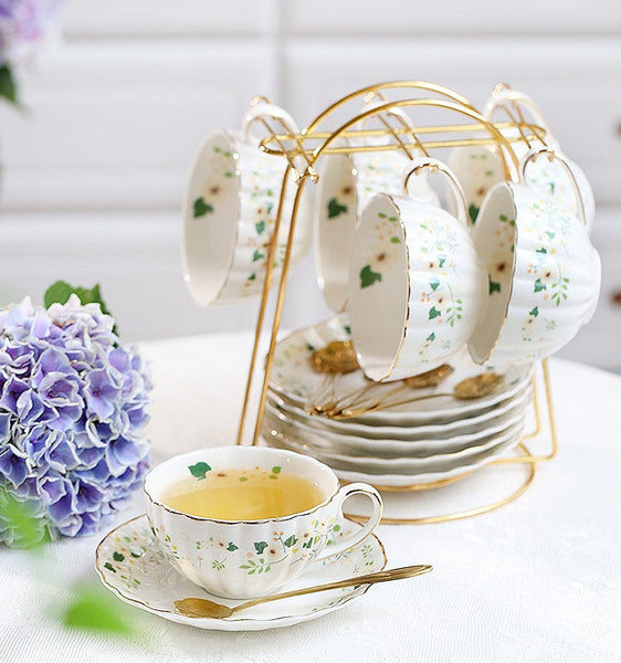 Unique Ceramic Coffee Cups, Creative Porcelain Tea Cup Saucer Set, Traditional English Tea Cup and Saucer, Afternoon British Tea Cups-HomePaintingDecor
