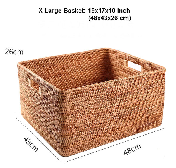 Extra Large Woven Baskets for Living Room, Storage Baskets for Clothes, Storage Baskets for Kitchen, Rectangular Storage Basket for Bedroom, Storage Baskets for Shelves-HomePaintingDecor