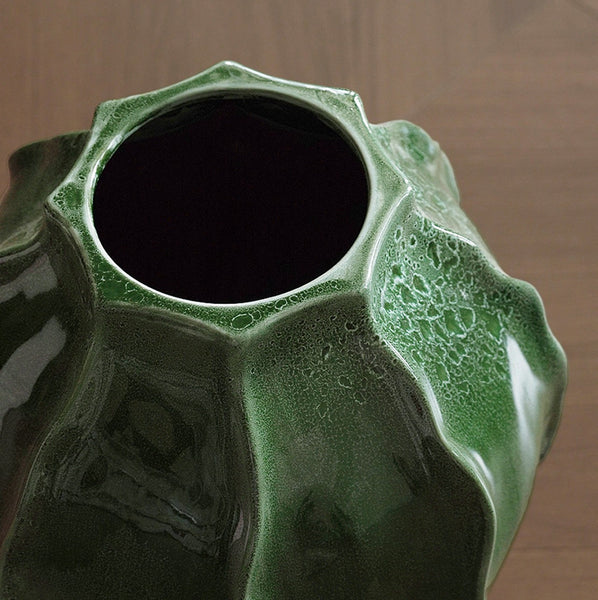 Handmade Modern Flower Vase, Centerpiece Ceramic Bouquet Vases, Large Contemporary Vases on Dining Table, Green Porcelain Vases for Modern Home Decor-HomePaintingDecor