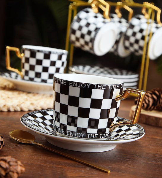 Creative Ceramic Coffee Cups for Office, Beautiful British Tea Cups, Creative Bone China Porcelain Tea Cup Set, Unique Tea Cups and Saucers in Gift Box as Birthday Gift-HomePaintingDecor