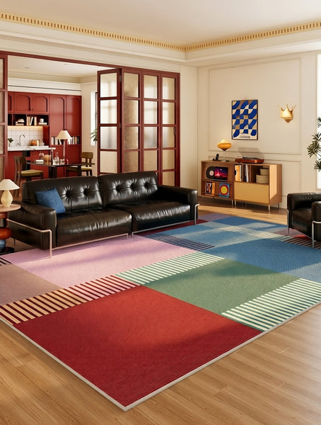 Traditional Colorful Modern Rugs for Living Room, Bedroom Modern Rugs, Large Contemporary Area Rugs, Geometric Carpets for Dining Room-HomePaintingDecor