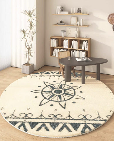 Dining Room Modern Rugs, Abstract Geometric Round Rugs under Sofa, Modern Area Rugs under Coffee Table, Contemporary Modern Rugs for Bedroom-HomePaintingDecor
