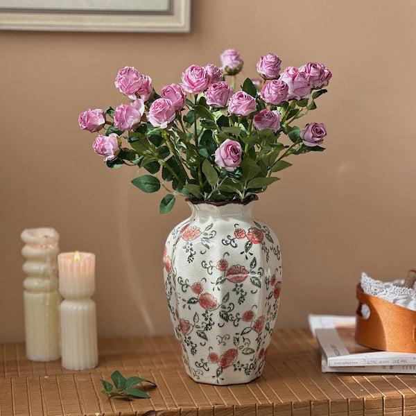 Rustic Porcelain Flower Vases, Handmade Water Holding Flower Vases, Ceramic Bouquet Vases, Tall Flower Vases on Table-HomePaintingDecor