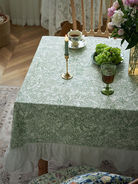 Natural Spring Farmhouse Table Cloth, Extra Large Rectangle Tablecloth for Dining Room Table, Flower Pattern Cotton Tablecloth, Square Tablecloth for Round Table-HomePaintingDecor