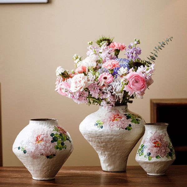 Flower Vases on Table, Handmade Water Holding Flower Vases, Centerpiece on Dining Table, Modern Porcelain Flower Vases, Ceramic Bouquet Vases-HomePaintingDecor