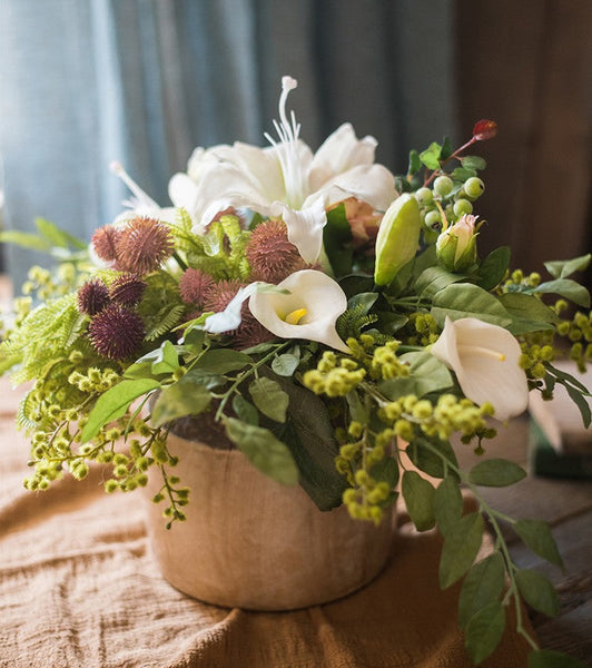 Calla Lily, Monstera Leaf, Globe Amaranth, Dahlia Flower, Botany Plants, Spring Flower Arrangement for Bedroom, Beautiful Modern Flower Arrangement Ideas for Home Decoration-HomePaintingDecor