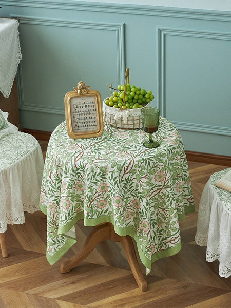Large Rectangle Tablecloth for Dining Room Table, Square Tablecloth for Round Table, Farmhouse Table Cloth, Flower Pattern Tablecloth-HomePaintingDecor