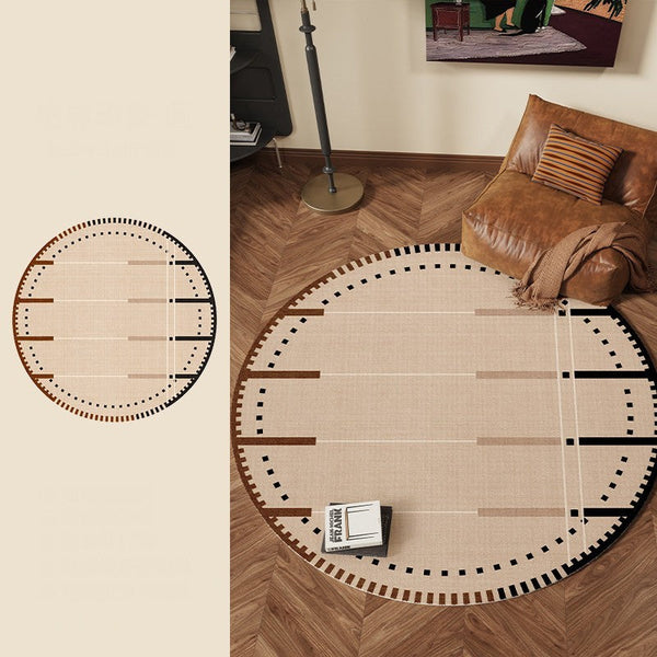 Geometric Round Rugs for Dining Room, Contemporary Modern Rugs, Mid Century Modern Rugs under Chairs, Bedroom Circular Modern Rugs-HomePaintingDecor