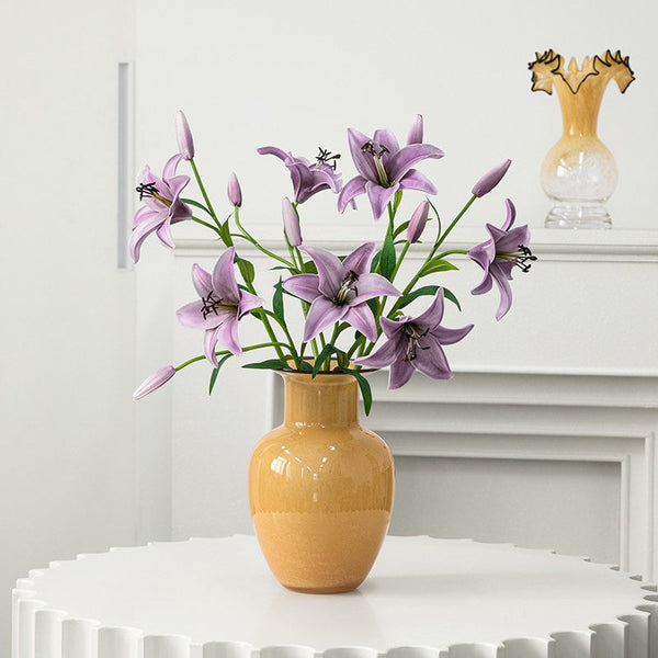 Handmade Liuli Vases, Color Glaze Vase, Contemporary Vases for Modern Home Decor, Yellow Glass Bud Vases, Centerpiece Vases on Table-HomePaintingDecor