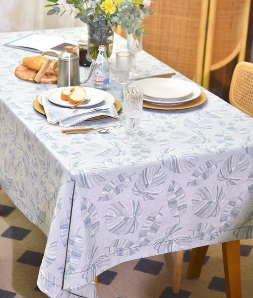 Large Rectangle Table Covers for Dining Room Table, Square Tablecloth for Round Table,Monstera Leaf Modern Table Cloths for Kitchen, Simple Contemporary Cotton Tablecloth-HomePaintingDecor