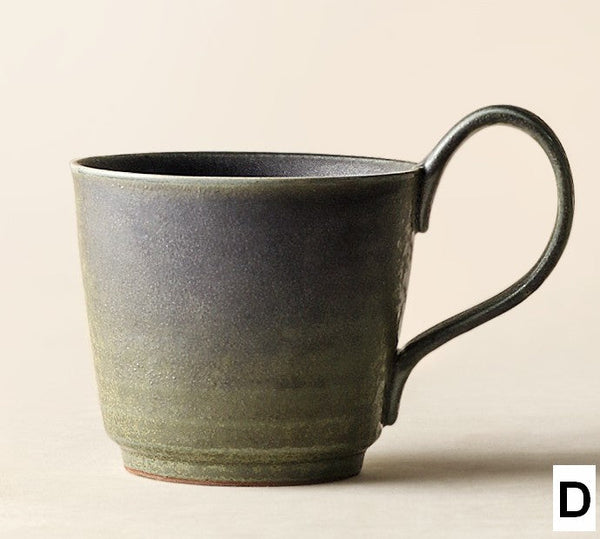 Modern Handmade Pottery Coffee Cup, Creative Brown Green Blue Ceramic Coffee Mugs, Large Unique Tea Cup, Large Capacity Coffee Cups-HomePaintingDecor