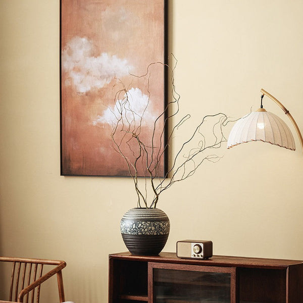 Large Pottery Flower Vases Urn, Centerpiece on Dining Table, Flower Vase on Table, Handmade Water Holding Flower Vases, Modern Bouquet Vases-HomePaintingDecor