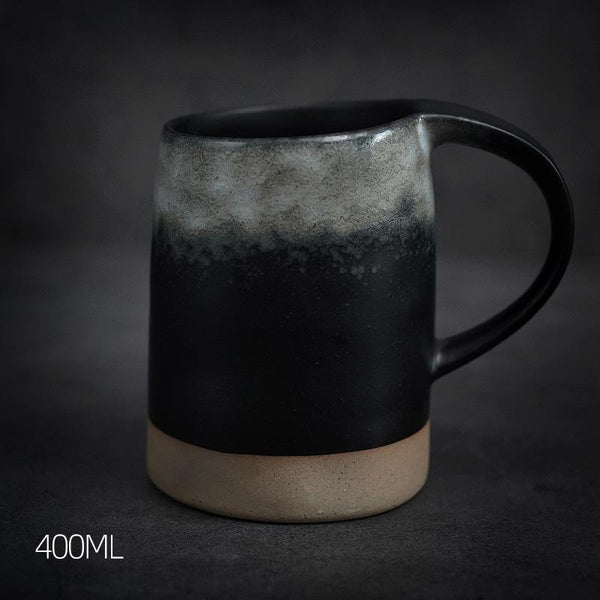 Black Pottery Coffee Cup, Ceramic Coffee Mug, Latte Coffee Cup, Handmade Coffee Cup, Large Tea Cup-HomePaintingDecor