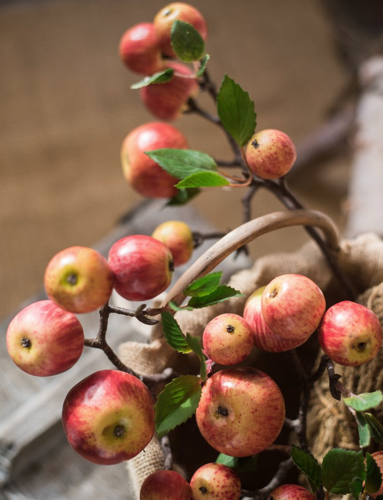 Apple Branch Fruit Branch Table Centerpiece, Artificial Floral Stem, Rustic Home Decor, Faux Apple Tree Twig, Farmhouse Style Arrangement, Harvest Theme Accent, Dried Look Branch, Unique Centerpiece, Fruit Floral Mix, Seasonal Decoration