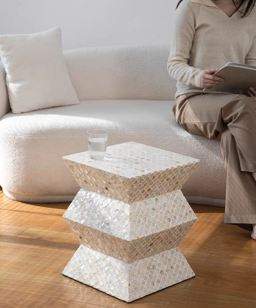 Unique Small End Table, Contemporary Bedside Table, Portable Casual Side Table, Shell Small Sofa Side Table, Creative Coffee Table-HomePaintingDecor