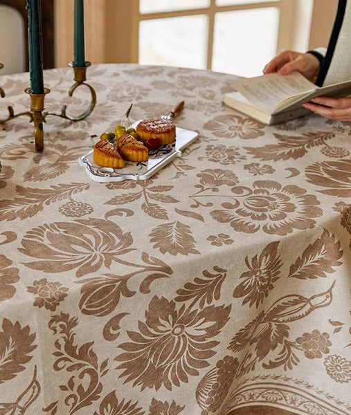 Large Modern Rectangle Tablecloth for Dining Table, Flower Pattern Table Covers for Round Table, Farmhouse Table Cloth for Oval Table, Square Tablecloth for Kitchen-HomePaintingDecor