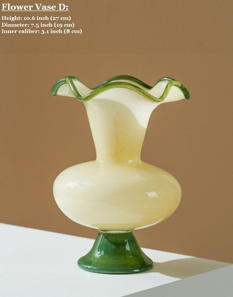 Contemporary Vase for Modern Home Decor, Unique Modern Glass Vase, Modern Glass Flower Vases, Handmade Liuli Vases, Centerpiece Vases on Table-HomePaintingDecor