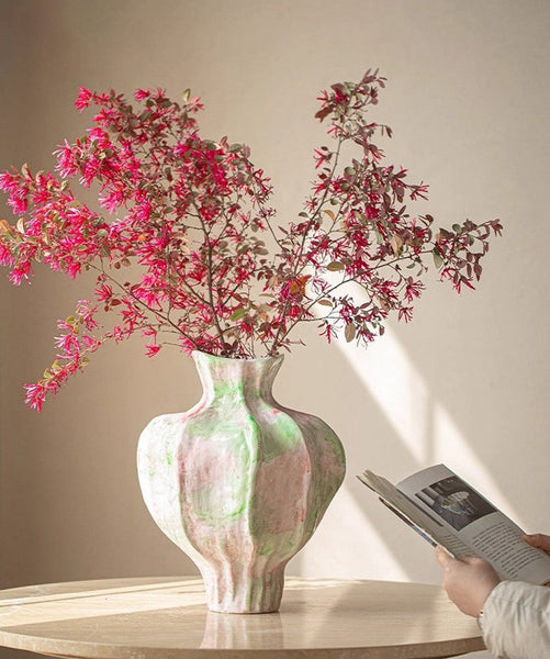 Centerpiece Ceramic Bouquet Vases, Handmade Modern Flower Vase, Large Contemporary Vases on Dining Table, Porcelain Vases for Modern Home Decor-HomePaintingDecor