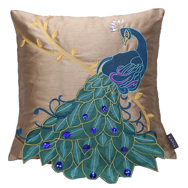 Beautiful Decorative Throw Pillows, Embroider Peacock Cotton and linen Pillow Cover, Decorative Sofa Pillows, Decorative Pillows for Couch-HomePaintingDecor