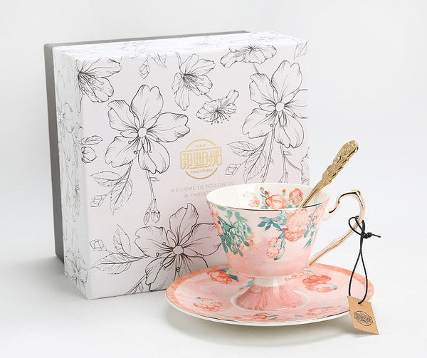 Luxury Tea Cup with Saucer, Elegant Coffee Cup, Porcelain Tea cups, Ceramic Tea Cup Set, British Tea Cup Set, Afternoon Tea Cup with Saucer Set-HomePaintingDecor