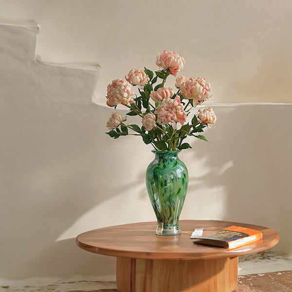 Large Green Glass Flower Vases, Modern Glass Flower Vases, Water Holding Flower Vases, Handmade Flower Vases on Table-HomePaintingDecor