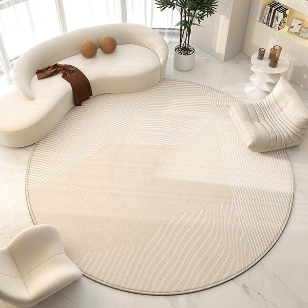 Geometric Round Rugs for Dining Room, Modern Area Rugs for Bedroom, Circular Modern Rugs under Chairs, Contemporary Modern Rug for Living Room-HomePaintingDecor